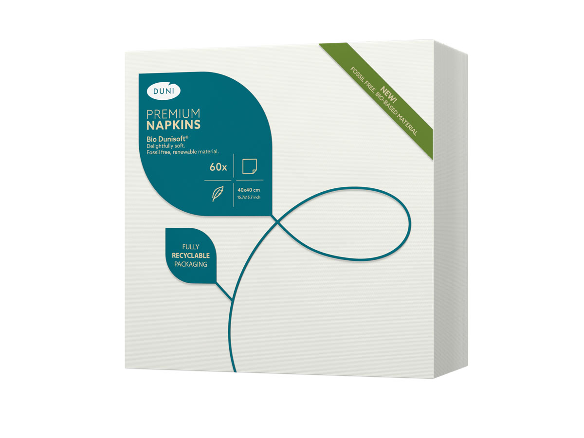 Bio Dunisoft® Napkin 40 x 40 cm White, 360 pcs/box (6 x 60 pcs) Duni
