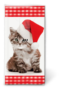 Handkerchiefs 21,5 x 22 cm Santa Kitty, 240 pcs/box (24 x 10 pcs)