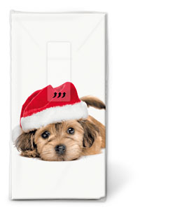 Handkerchiefs 21,5 x 22 cm Sweet Santa Dog, 240 pcs/box (24 x 10 pcs)