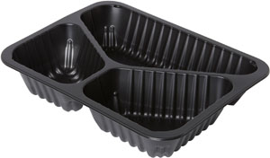 Cater Line Tray 227 x 178 x 45 mm Black 3-Comp, 216 pcs/box (1 x 216 pcs)