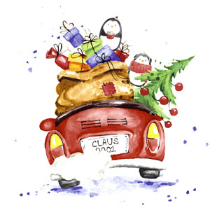 Tissue-Serviette 33 x 33 cm Xmas Drive 3-lagig, 240 Stk/Krt (12 x 20 Stk)