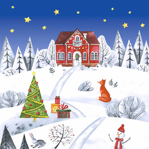 Tissue-Serviette 24 x 24 cm Winterland 3-lagig, 240 Stk/Krt (12 x 20 Stk)