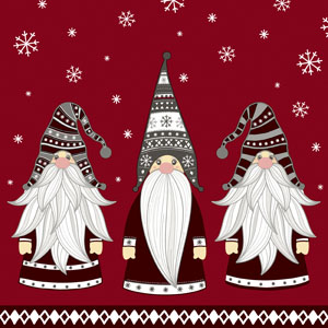 Tissue-Serviette 24 x 24 cm Gnomes 3-lagig, 240 Stk/Krt (12 x 20 Stk)