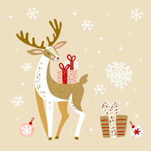 Tissue-Serviette 33 x 33 cm Xmas Deer 3-lagig, 240 Stk/Krt (12 x 20 Stk)
