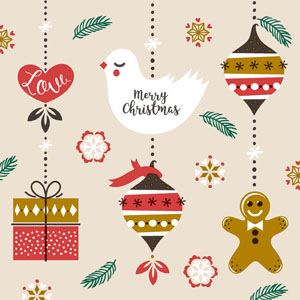 Tissue Napkin 33 x 33 cm Xmas Hangings 3-ply, 240 pcs/box (12 x 20 pcs)