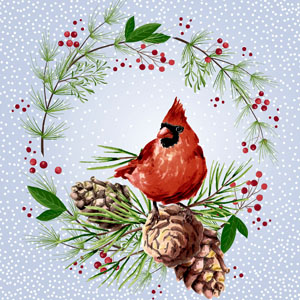 Tissue-Serviette 24 x 24 cm Winter Cardinal 3-lagig, 240 Stk/Krt (12 x 20 Stk)