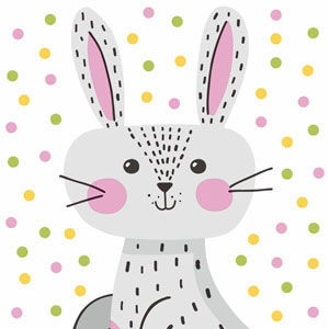 Tissue Napkin 33 x 33 cm Happy Bunny 3-ply, 240 pcs/box (12 x 20 pcs)