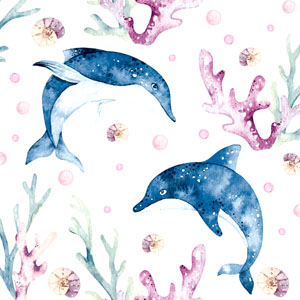 Tissue serviett 33 x 33 cm Playing Dolphins 3-lag, 240 Stk/krt (12 x 20 Stk)