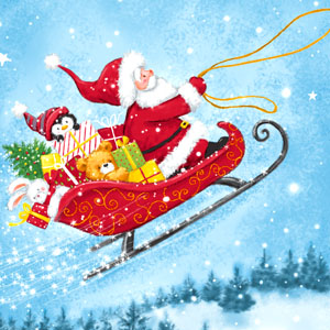 Tissue-Serviette 33 x 33 cm Sleigh Ride 3-lagig, 240 Stk/Krt (12 x 20 Stk)