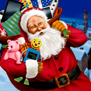 Tissueservett 33 x 33 cm Santa with toys 3-lagers, 240 St/kart (12 x 20 St)
