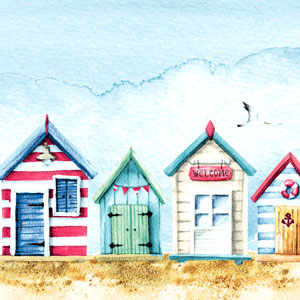Tissue-Serviette 33 x 33 cm Beach Houses 3-lagig, 240 Stk/Krt (12 x 20 Stk)