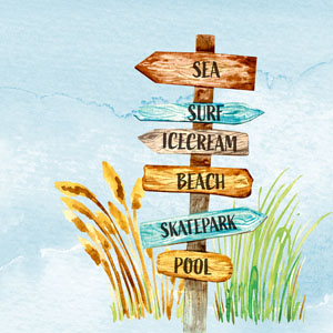Tissue-Serviette 33 x 33 cm Beach Signs 3-lagig, 240 Stk/Krt (12 x 20 Stk)