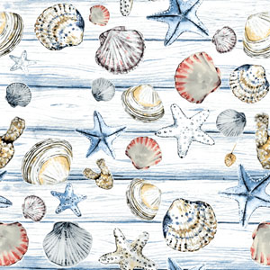 Tissue-Serviette 24 x 24 cm Beach Shells 3-lagig, 240 Stk/Krt (12 x 20 Stk)
