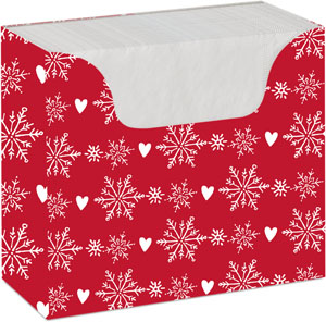 Napkin Box 33 x 33 cm Winter Flakes 1-ply, 900 pcs/box (12 x 75 pcs)
