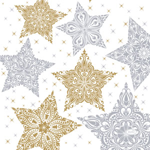 Tissue Napkin 33 x 33 cm Snowstars White 3-ply, 240 pcs/box (12 x 20 pcs)