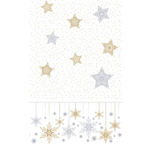 Dunicel® Tablecover 138 x 220 cm Snowstars White, 5 pcs/box (5 x 1 pcs)