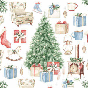 Ubrousek Tissue 33 x 33 cm Tree and Gifts 3-vrs, 240 ks/krt (12 x 20 ks)