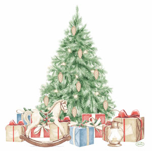 Bio Dunisoft® Napkin 40 x 40 cm Tree and Gifts, 144 pcs/box (12 x 12 pcs)