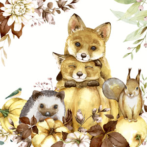 Tissue-Serviette 33 x 33 cm Nature Cuteness 3-lagig, 240 Stk/Krt (12 x 20 Stk)