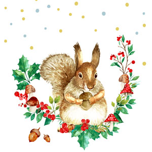 Tissue Napkin 33 x 33 cm Forest Squirrel 3-ply, 240 pcs/box (12 x 20 pcs)