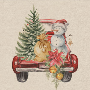 Recycling-Tissue Serviette 33 x 33 cm Car Snowman 2-lagig, 240 Stk/Krt (12 x 20 Stk)