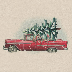 Recycling-Tissue Serviette 33 x 33 cm Car Xmas tree 2-lagig, 240 Stk/Krt (12 x 20 Stk)