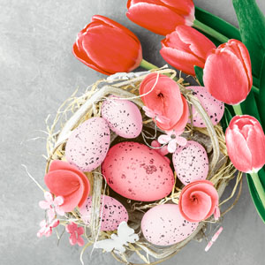 Tissue-Serviette 33 x 33 cm Pink Easter 3-lagig, 240 Stk/Krt (12 x 20 Stk)