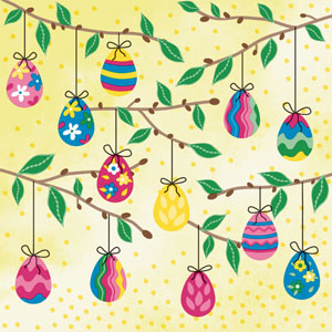 Embossed Tissue Napkin 33 x 33 cm Easter tree 3-ply, 192 pcs/box (12 x 16 pcs)