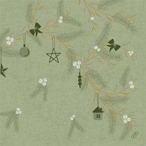 Tovagliolo Bio Dunisoft® 40 x 40 cm Noel Pistachio, 360 pz/cartone (6 x 60 pz)