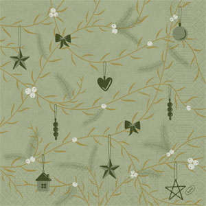 Tovagliolo cellulosa 40 x 40 cm Noel Pistachio 3 veli, 1000 pz/cartone (4 x 250 pz)