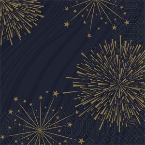 Ubrousek Tissue 33 x 33 cm Sparkly Black 3-vrs, 1000 ks/krt (4 x 250 ks)