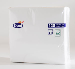 Tissue serviet x 40 cm Hvid 1000 Stk/kart (8 x 125 Stk) | Duni Group Danmark