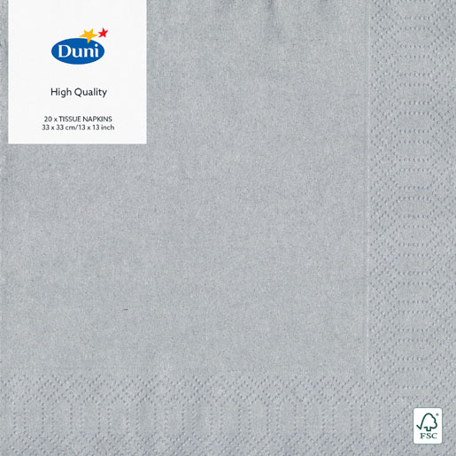 Tissue-Serviette 33 x 33 cm Silver 3-lagig, 240 Stk/Krt (12 x 20 Stk)