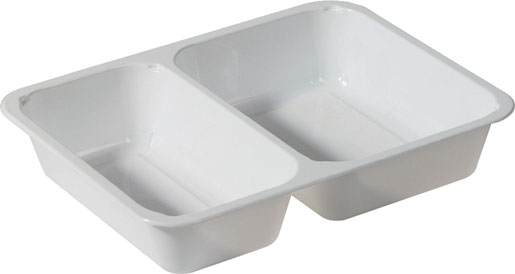 CPET-Schale 225 x 175 x 43 mm Weiß 2-Teilung, 300 Stk/Krt (1 x 300 Stk)