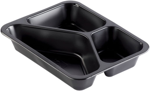 Cater Line Tray 227 x 178 x 40 mm Black 3-Comp, 216 pcs/box (1 x 216 pcs)