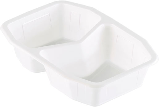 PP-Schale HMR 215 x 148 x 50 mm Weiß 2-Teilung, 312 Stk/Krt (1 x 312 Stk)
