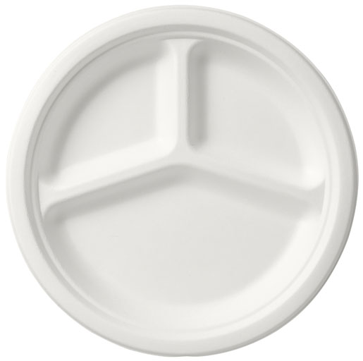 Teller 3-geteilt Ø 26 cm Weiß 3-Teilung, 500 Stk/Krt (10 x 50 Stk)