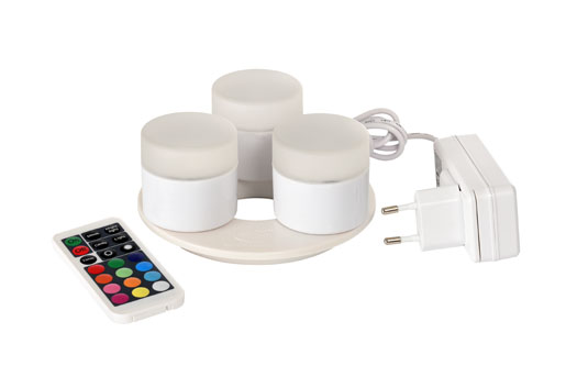 LED Mini Lamp, wiederaufladbar, 3er Set 48 x Ø 50 mm 13 Std. Weiß, 1 Stk/Krt (1 x 1 Stk)