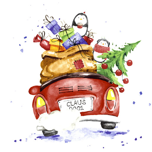 Tissue-Serviette 33 x 33 cm Xmas Drive 3-lagig, 240 Stk/Krt (12 x 20 Stk)