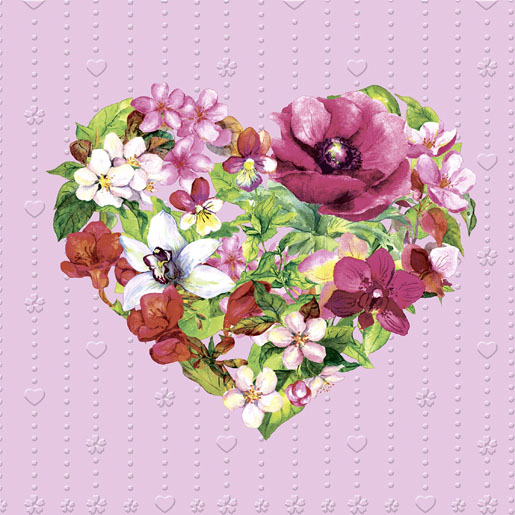 Tissue Napkin 33 x 33 cm Moments Flower Heart 3-ply, 192 pcs/box (12 x 16 pcs)