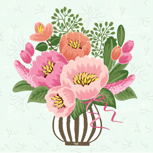 Tissue Napkin 33 x 33 cm Moments Flower Vase 3-ply, 192 pcs/box (12 x 16 pcs)