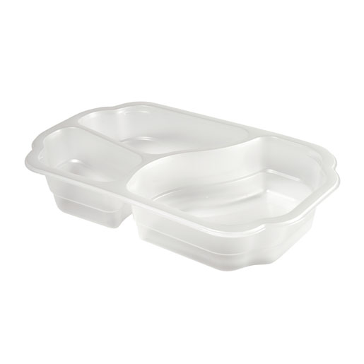 Take-Away Tray 250 x 159 x 48 mm Transparent 3-Comp, 246 pcs/box (1 x 246 pcs)