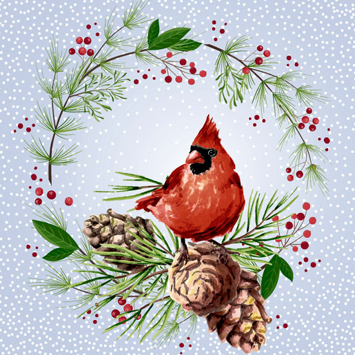 Tissue-Serviette 33 x 33 cm Winter Cardinal 3-lagig, 240 Stk/Krt (12 x 20 Stk)