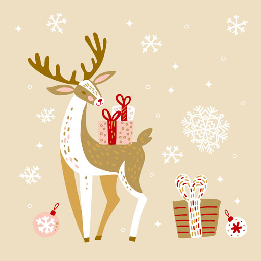 Tissue-Serviette 33 x 33 cm Xmas Deer 3-lagig, 240 Stk/Krt (12 x 20 Stk)