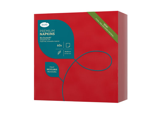Bio Dunisoft® Serviette 40 x 40 cm Rot, 360 Stk/Krt (6 x 60 Stk)
