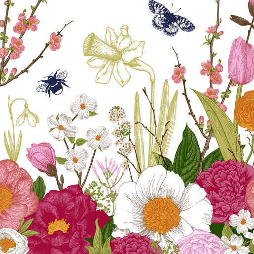Serwetka Tissue 33 x 33 cm Spring Moment 3-warstwowa, 240 szt./kart. (12 x 20 szt.)