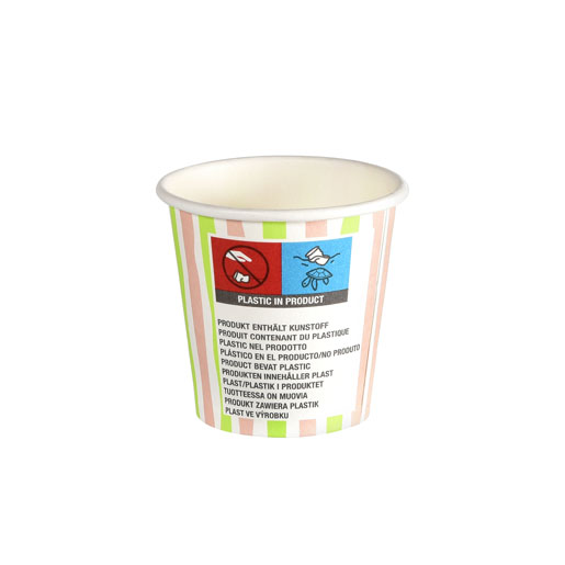 Bio Shot-glas i papir 6 cl Stripes Multi, 240 Stk/krt (12 x 20 Stk)