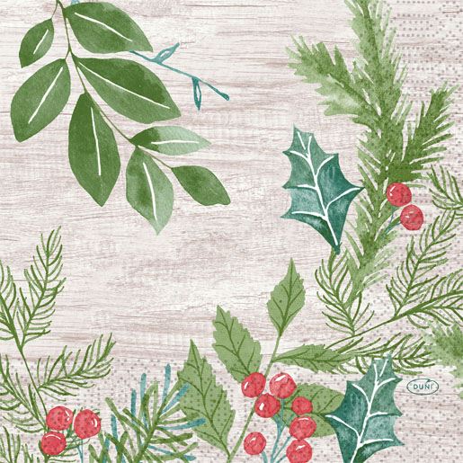 Servilleta tisú 33 x 33 cm Winter Greenery 3 capas, 1000 unid./caja (4 x 250 unid.)