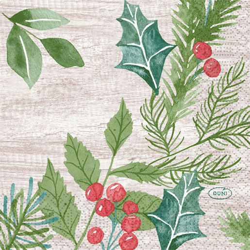 Tissue Napkin 24 x 24 cm Winter Greenery 3-ply, 1000 pcs/box (20 x 50 pcs)