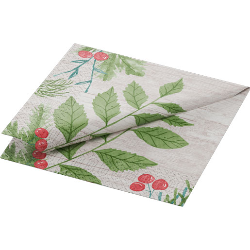 Tissue Napkin 24 x 24 cm Winter Greenery 3-ply, 1000 pcs/box (20 x 50 pcs)